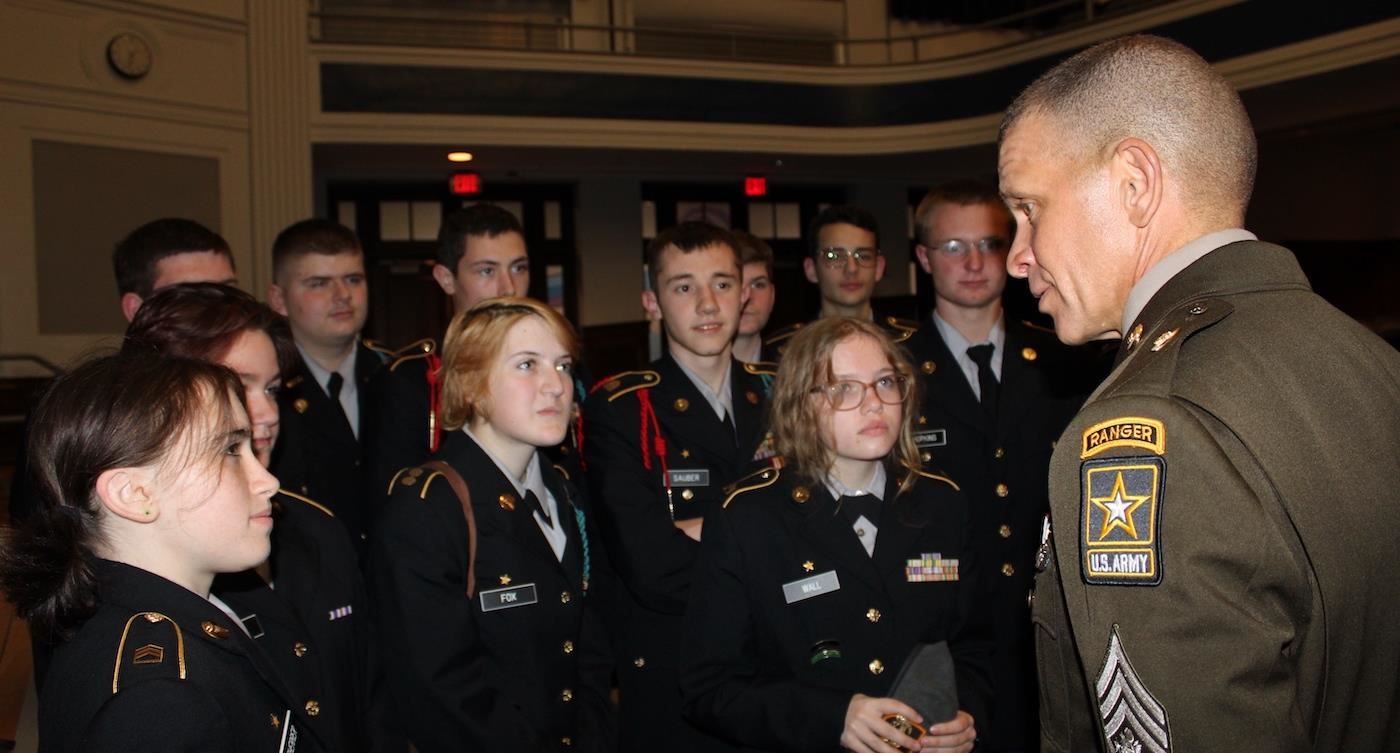 Michael Grindston with students